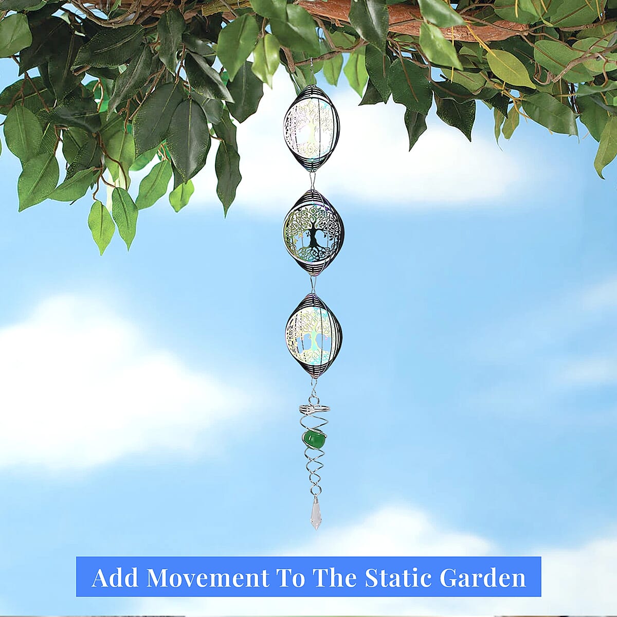 3 Tier Tress of Life 3D Sculpture Stainless Steel Ball Spiral Magic Wind Spinner image number 1