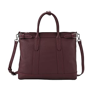 Burgundy Genunie Leather Crossbody Bag with Adjustable Shoulder Strap