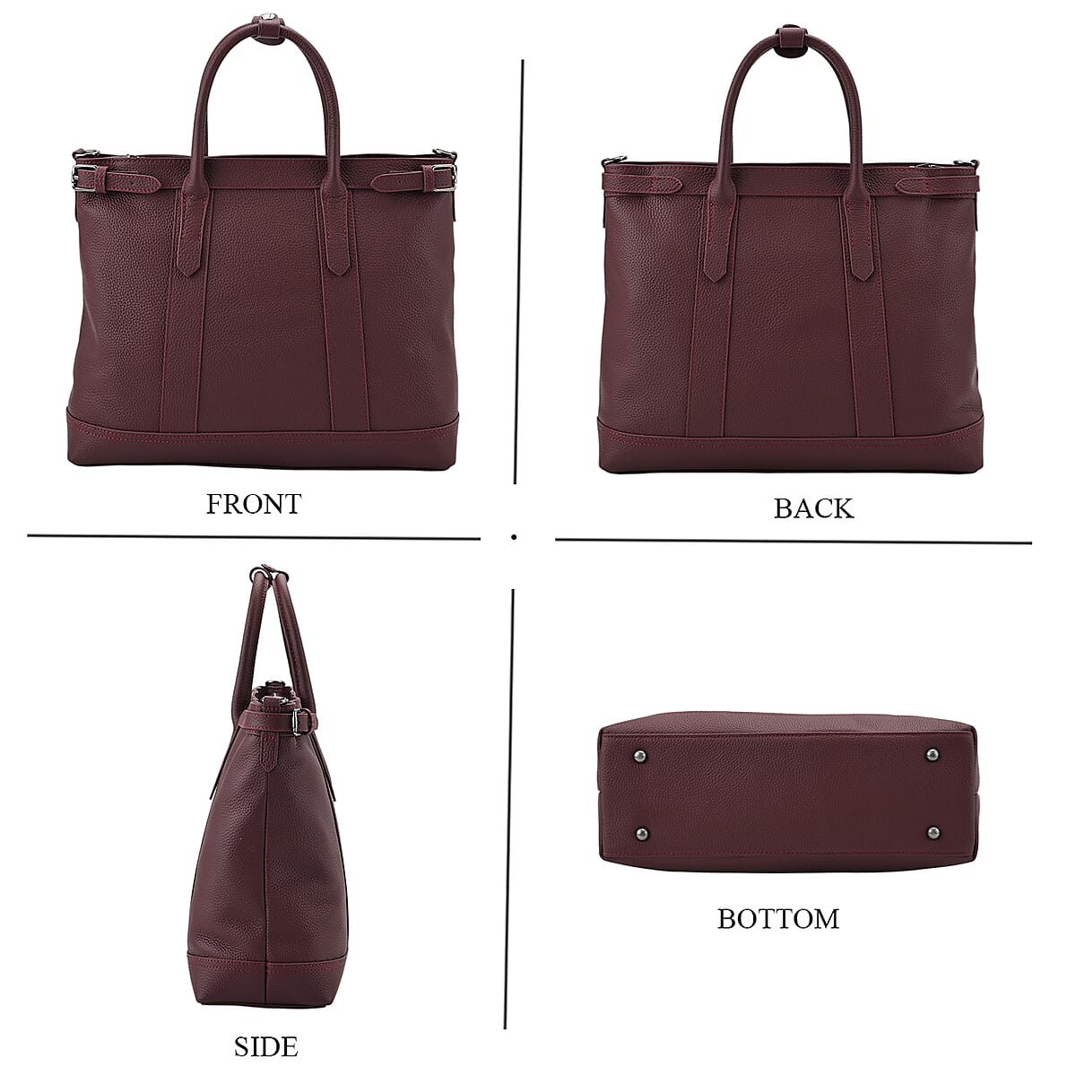 Burgundy Genunie Leather Crossbody Bag with Adjustable Shoulder Strap image number 3