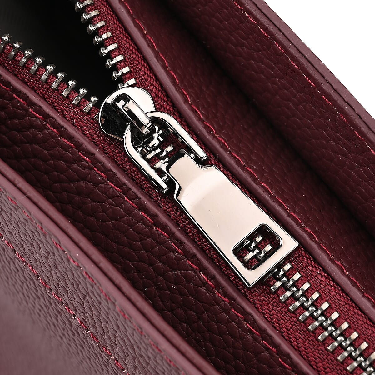 Burgundy Genunie Leather Crossbody Bag with Adjustable Shoulder Strap image number 5