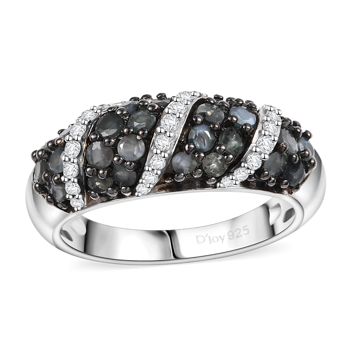 Narsipatnam Alexandrite and White Zircon 1.30 ctw Waves Ring in Rhodium Over Sterling Silver (Size 6.0) image number 0