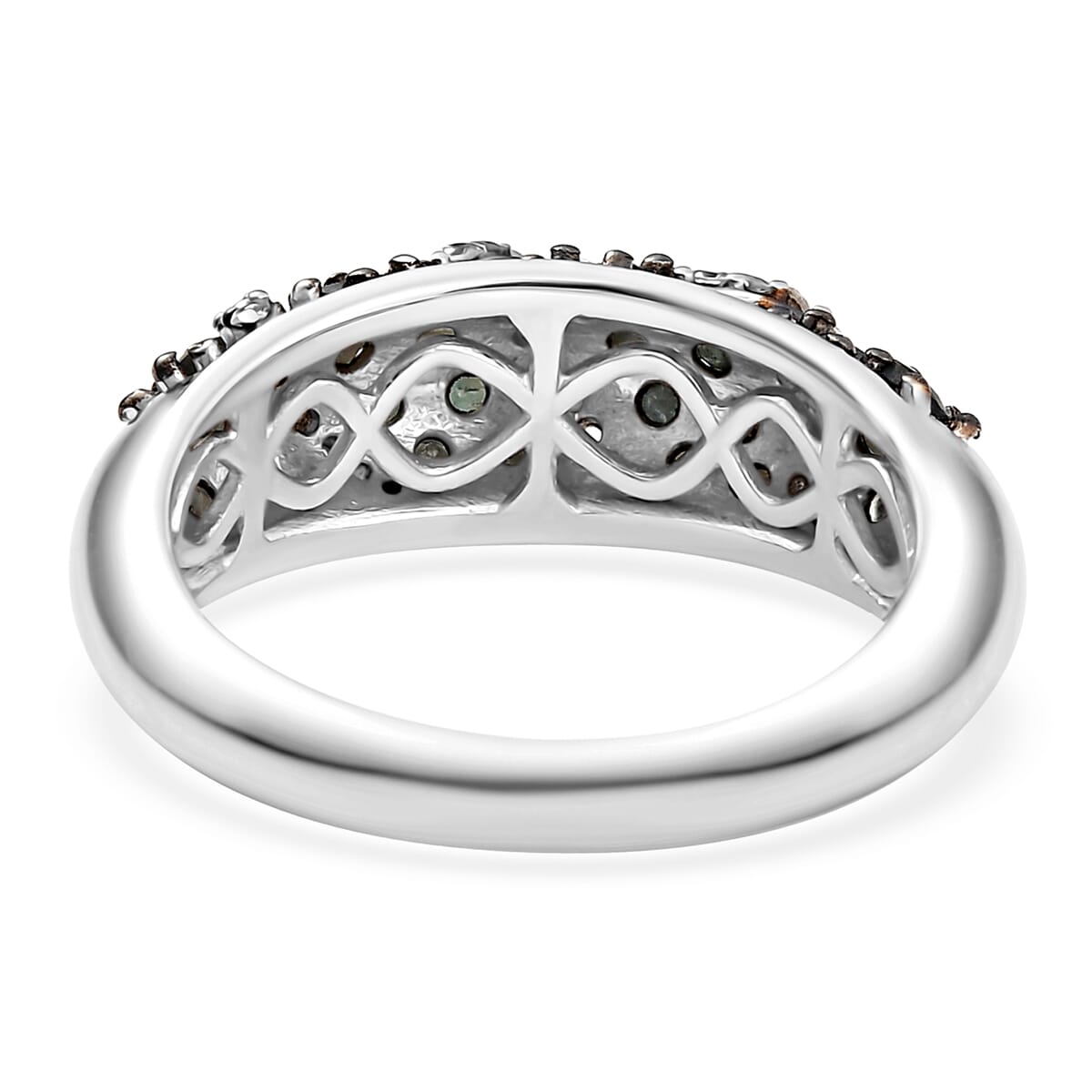 Narsipatnam Alexandrite and White Zircon 1.30 ctw Waves Ring in Rhodium Over Sterling Silver (Size 6.0) image number 4
