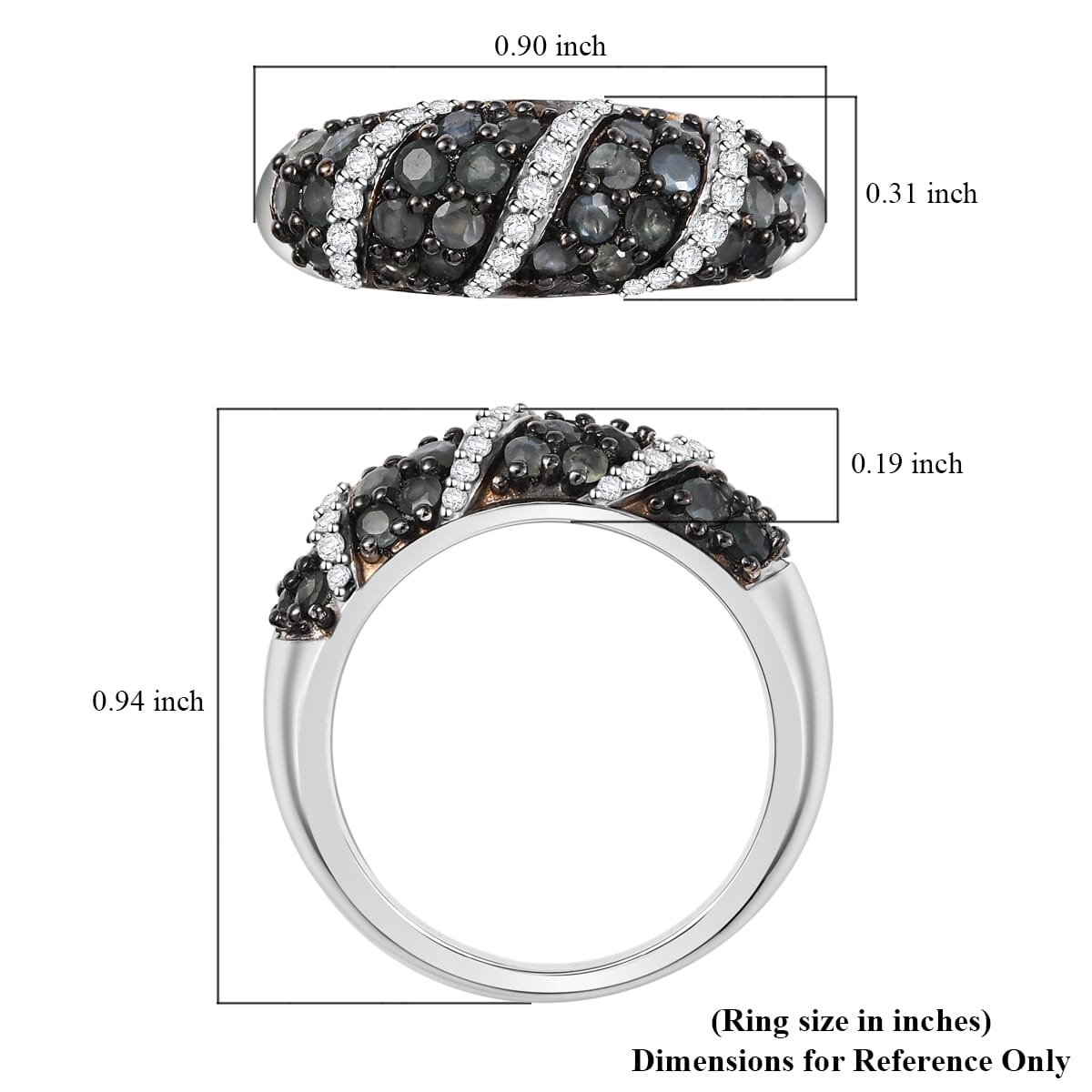 Narsipatnam Alexandrite and White Zircon 1.30 ctw Waves Ring in Rhodium Over Sterling Silver (Size 6.0) image number 5