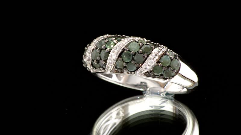 Narsipatnam Alexandrite and White Zircon 1.30 ctw Waves Ring in Rhodium Over Sterling Silver (Size 10.0)