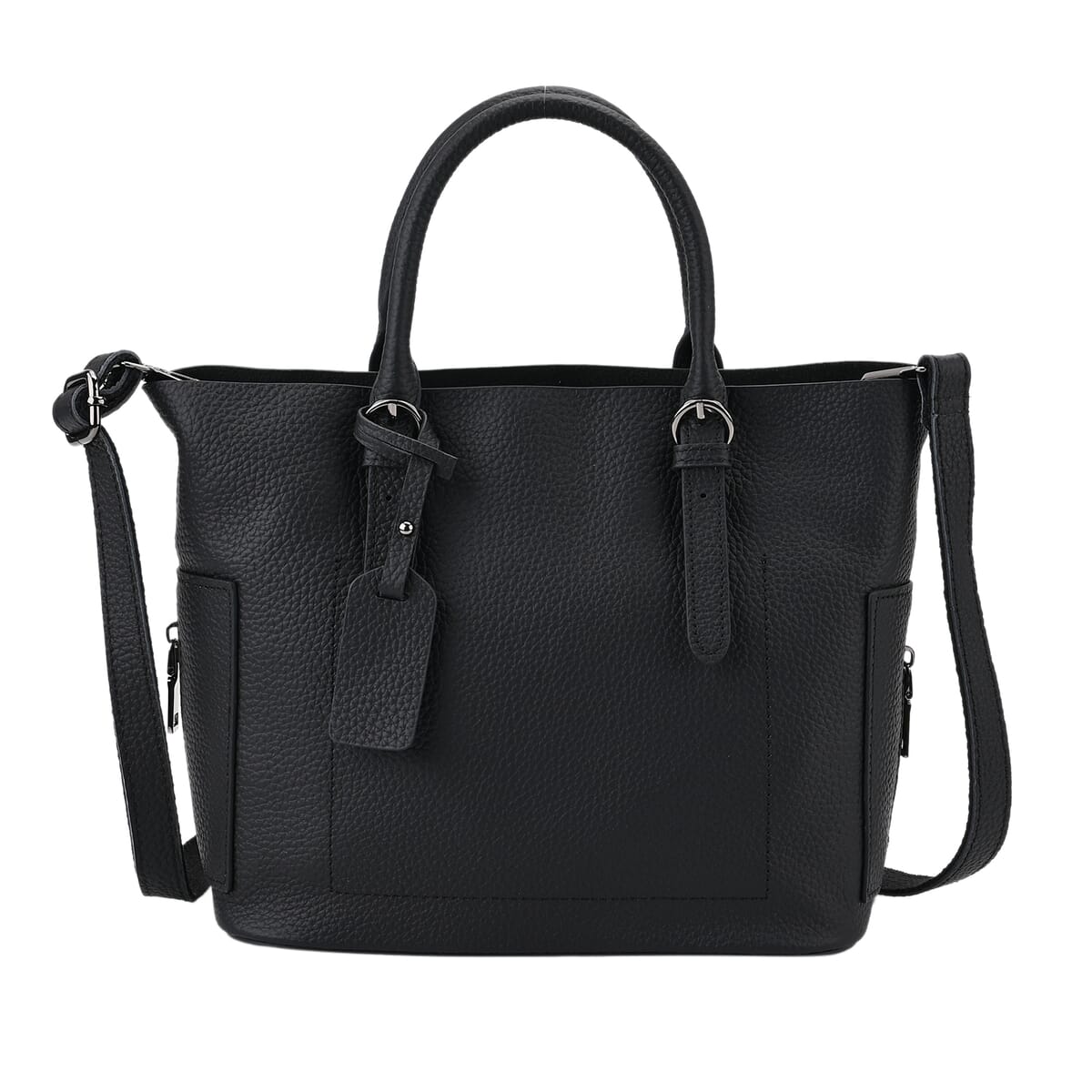 Black Genuine Leather Crossbody Bag with Adjustable Shoulder Strap image number 0