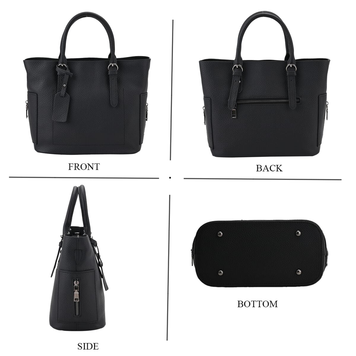 Black Genuine Leather Crossbody Bag with Adjustable Shoulder Strap image number 3