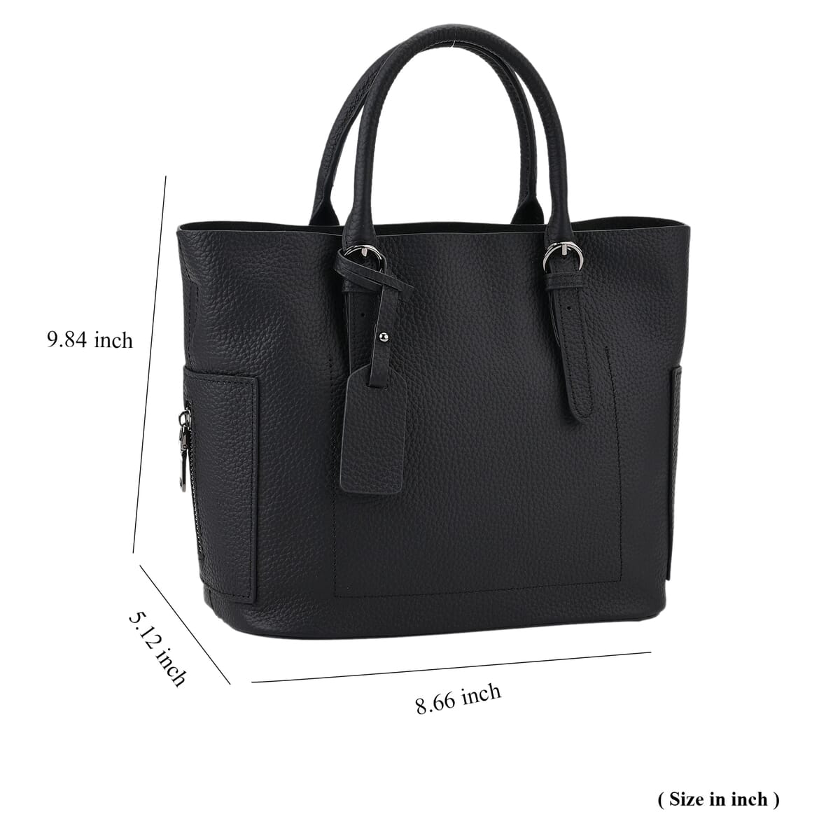 Black Genuine Leather Crossbody Bag with Adjustable Shoulder Strap image number 6