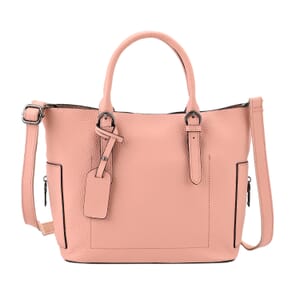 Pink Genuine Leather Crossbody Bag with Adjustable Shoulder Strap