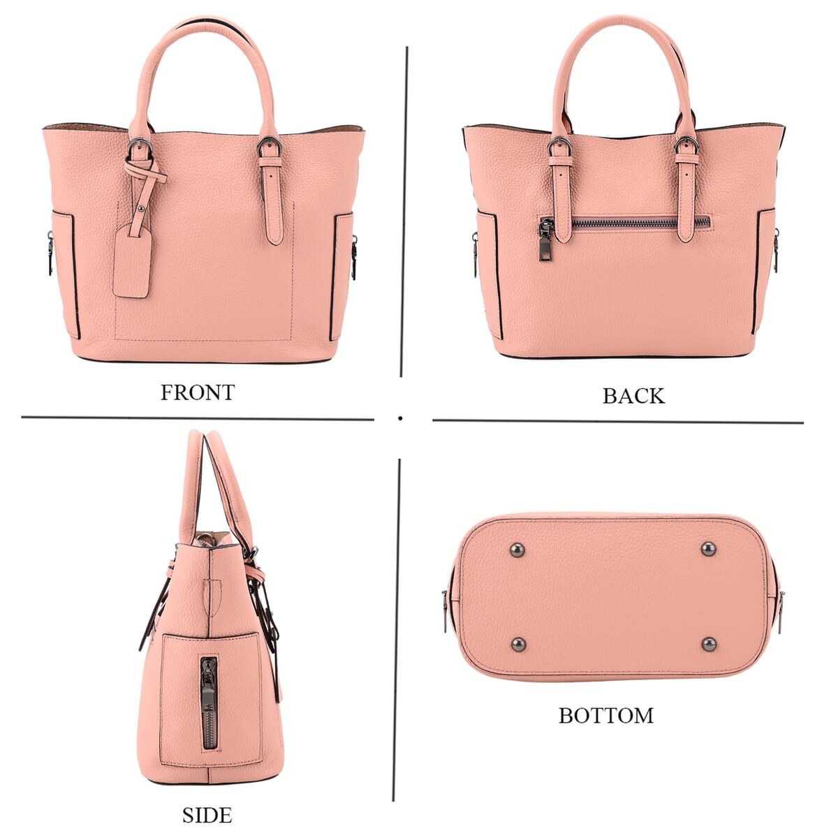 Pink Genuine Leather Crossbody Bag with Adjustable Shoulder Strap image number 3
