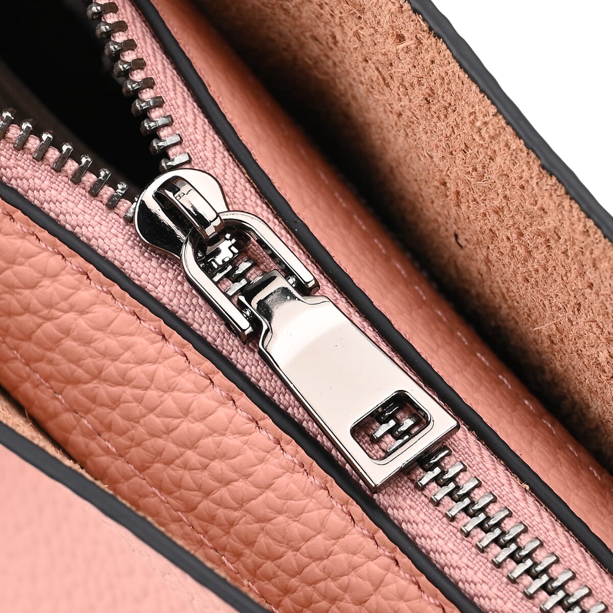 Pink Genuine Leather Crossbody Bag with Adjustable Shoulder Strap image number 5