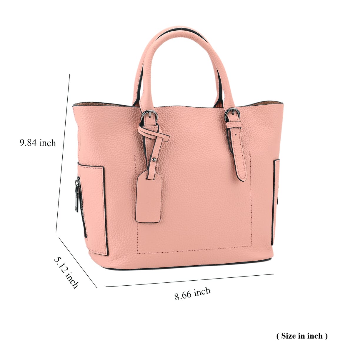 Pink Genuine Leather Crossbody Bag with Adjustable Shoulder Strap image number 6