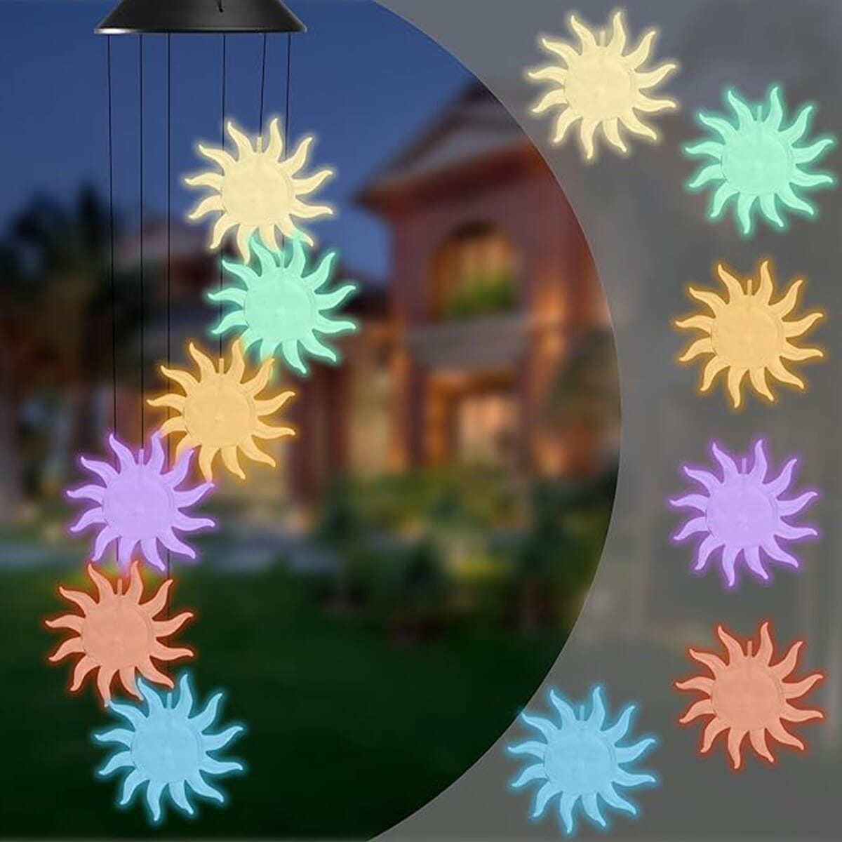 Hanging Multicolor Sun Solar Windchime (1.2V, AA 600mAh) image number 1