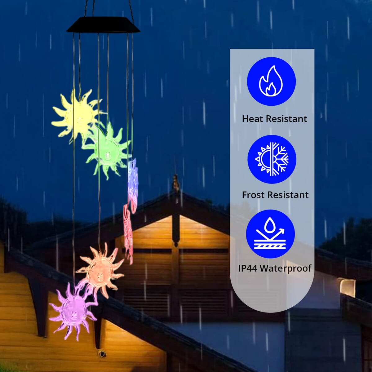 Hanging Multicolor Sun Solar Windchime (1.2V, AA 600mAh) image number 3