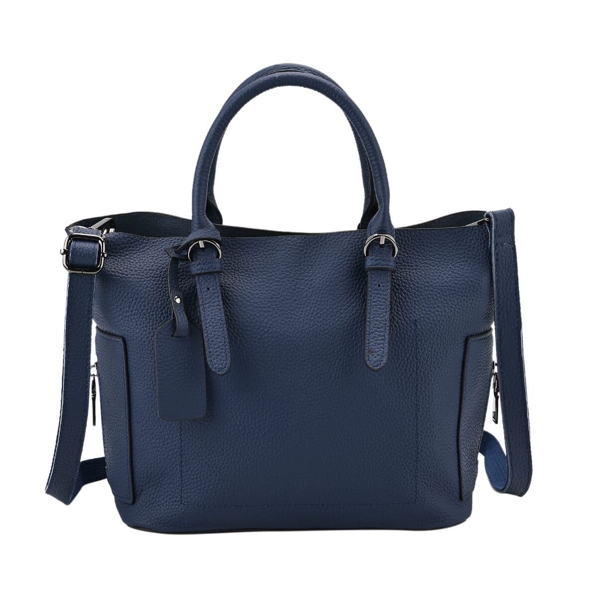 Navy Genuine Leather Crossbody Bag with Adjustable Shoulder Strap image number 0