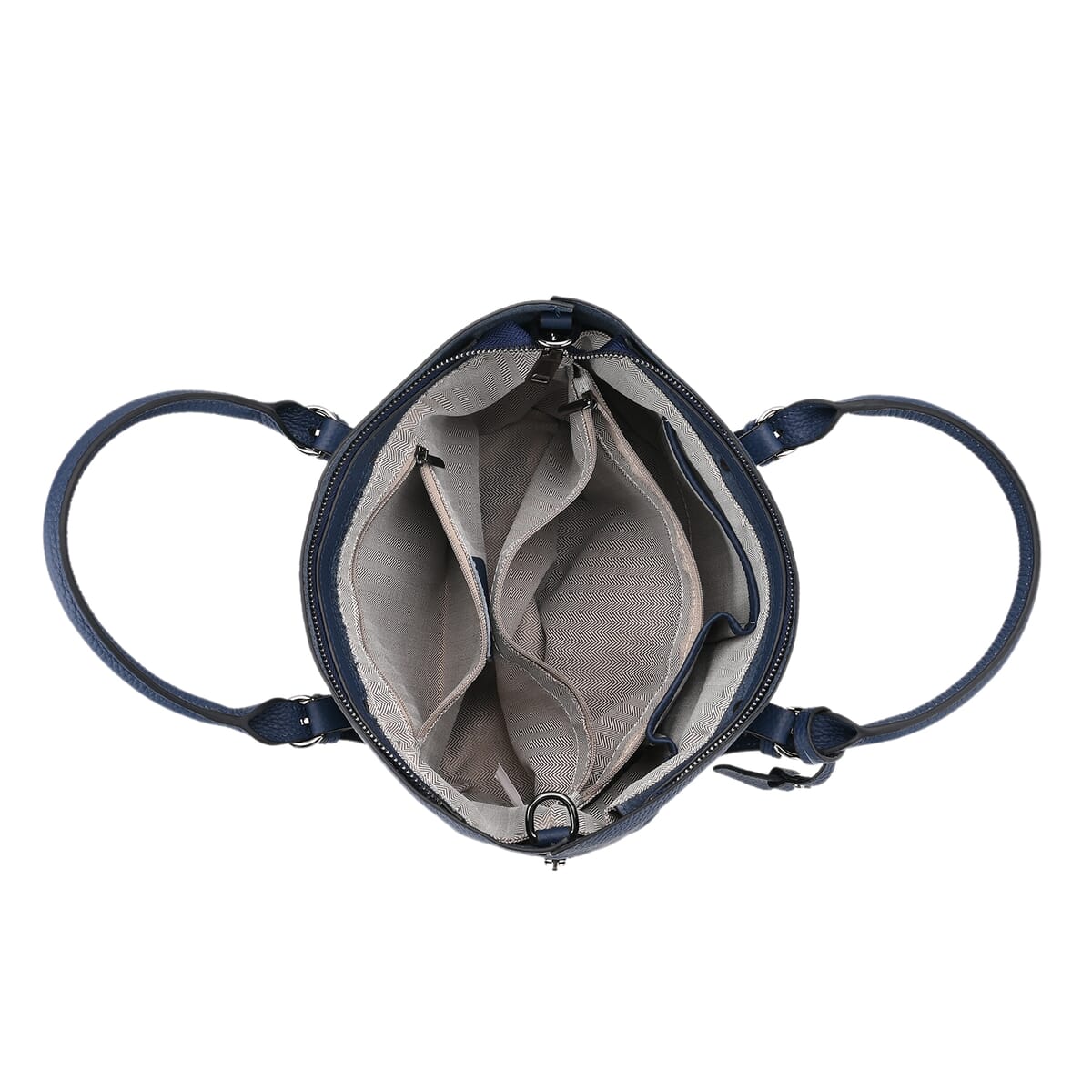 Navy Genuine Leather Crossbody Bag with Adjustable Shoulder Strap image number 4
