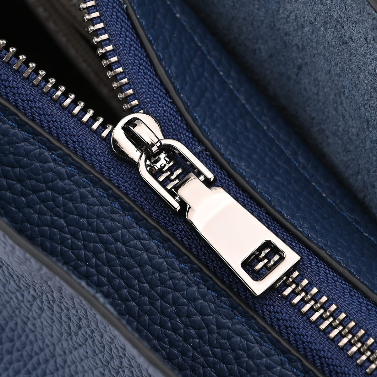 Navy Genuine Leather Crossbody Bag with Adjustable Shoulder Strap image number 5