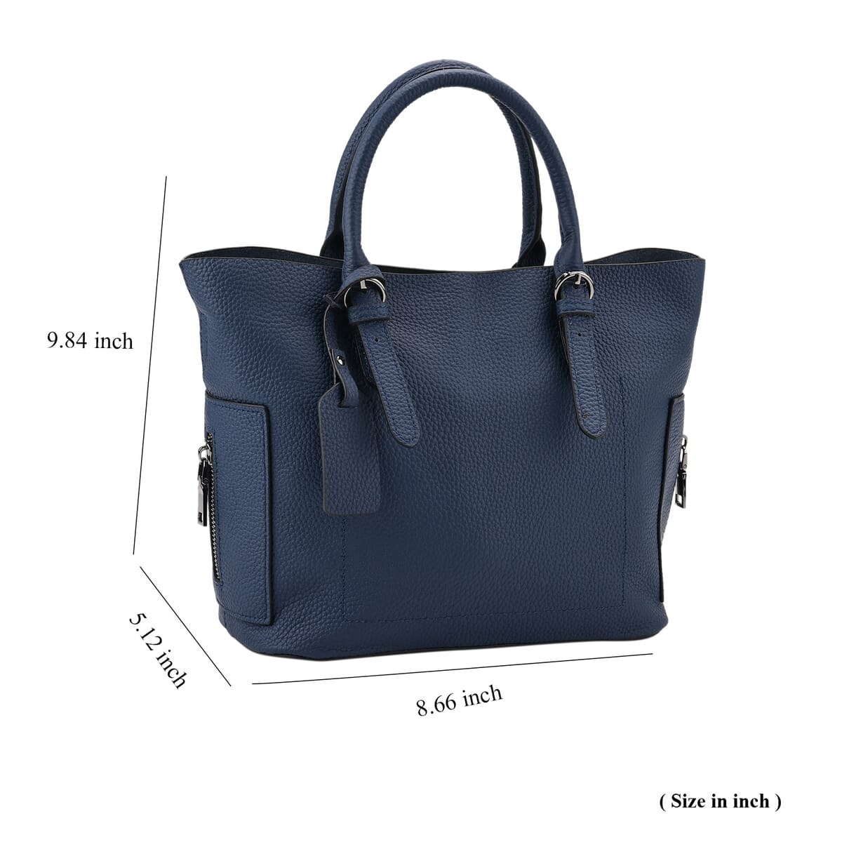 Navy Genuine Leather Crossbody Bag with Adjustable Shoulder Strap image number 6