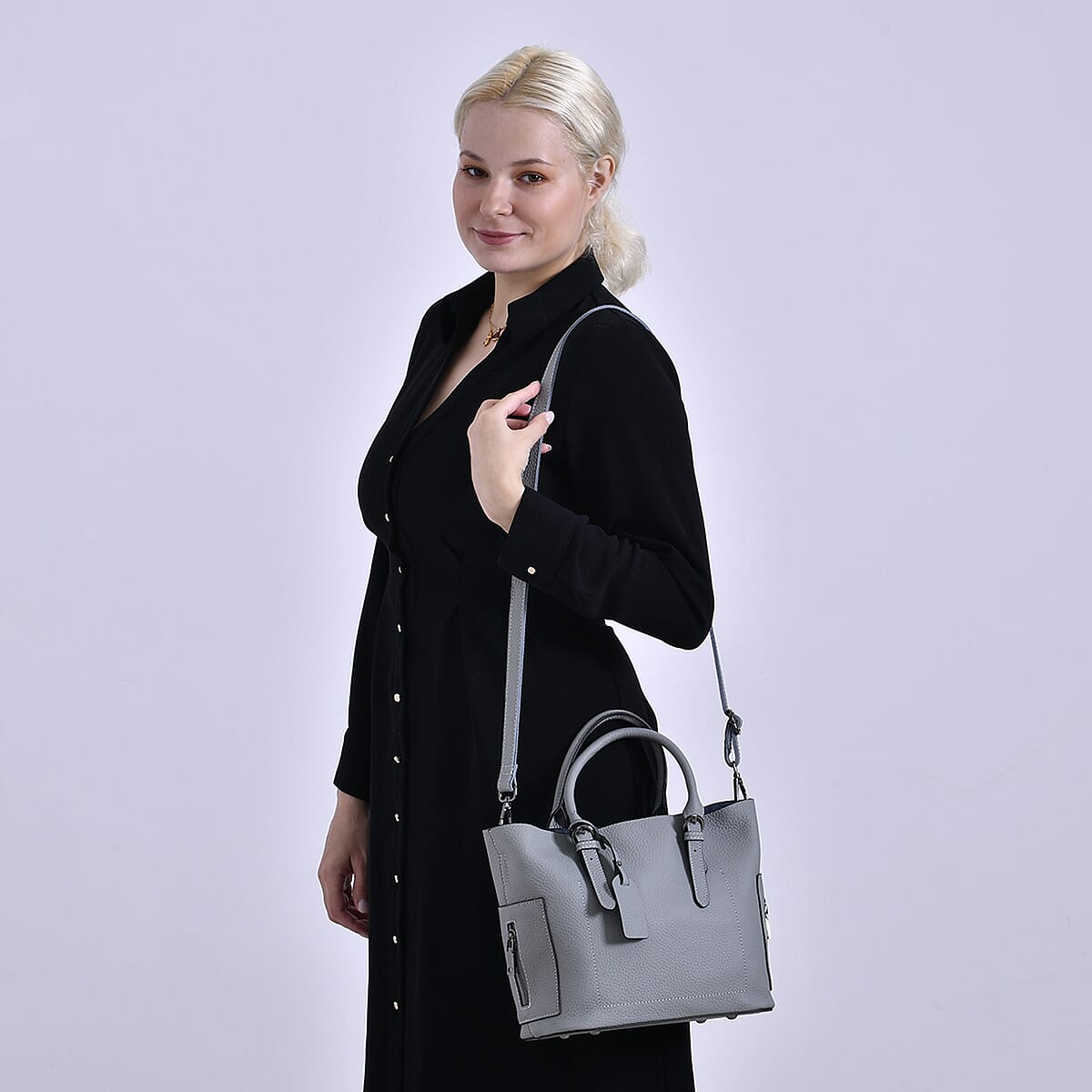 Blue Genuine Leather Crossbody Bag with Adjustable Shoulder Strap image number 1
