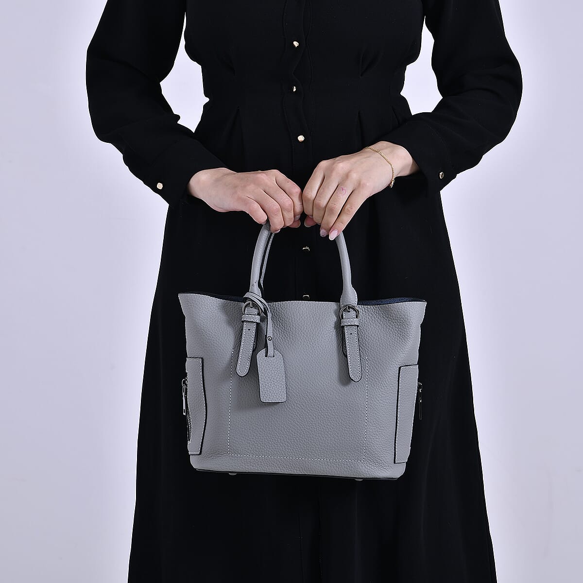 Blue Genuine Leather Crossbody Bag with Adjustable Shoulder Strap image number 2