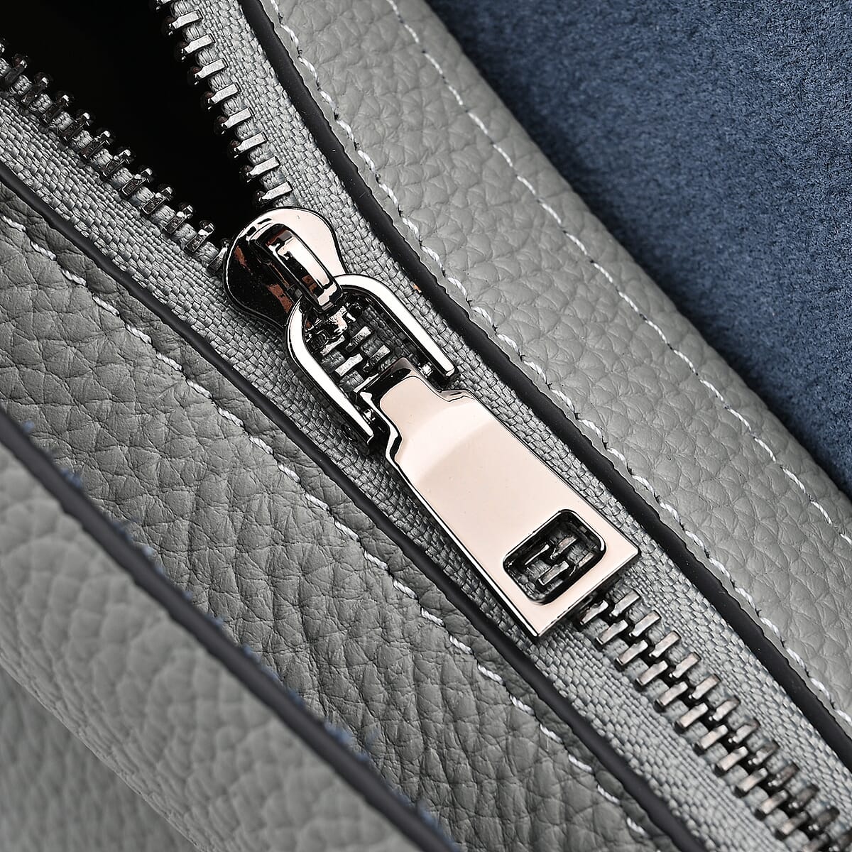 Blue Genuine Leather Crossbody Bag with Adjustable Shoulder Strap image number 5