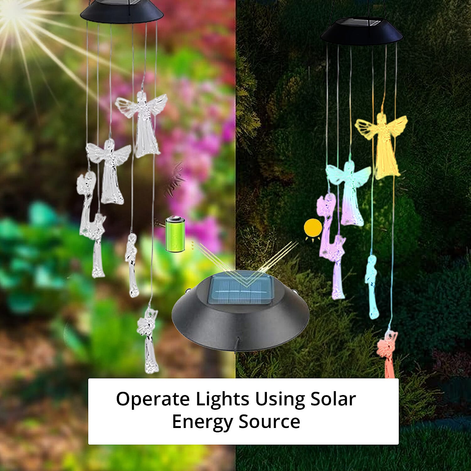 Hanging Multicolor Sun Solar Windchime (1.2V, AA 600mAh)