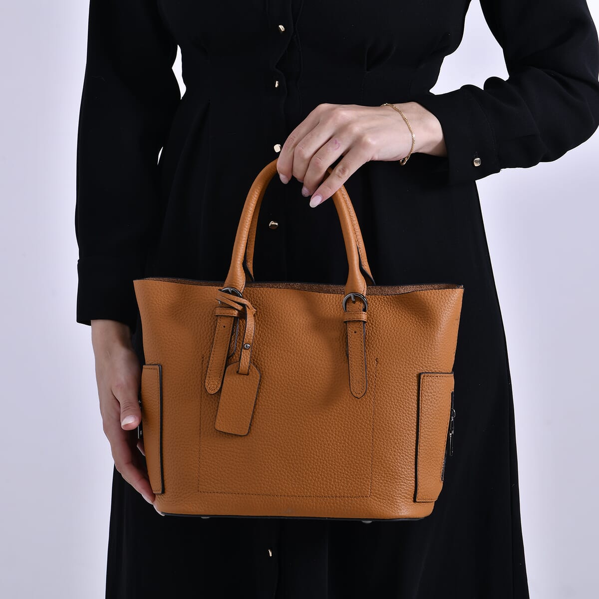 Brown Genuine Leather Crossbody Bag with Adjustable Shoulder Strap image number 2