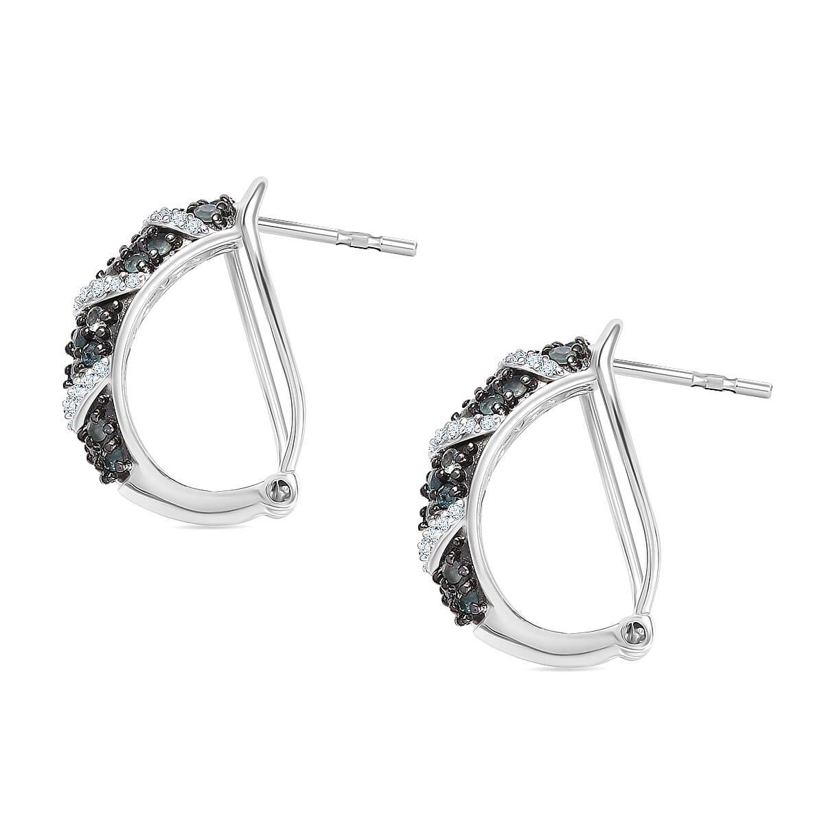 Narsipatnam Alexandrite and White Zircon 2.60 ctw Waves Earrings in Rhodium Over Sterling Silver image number 4
