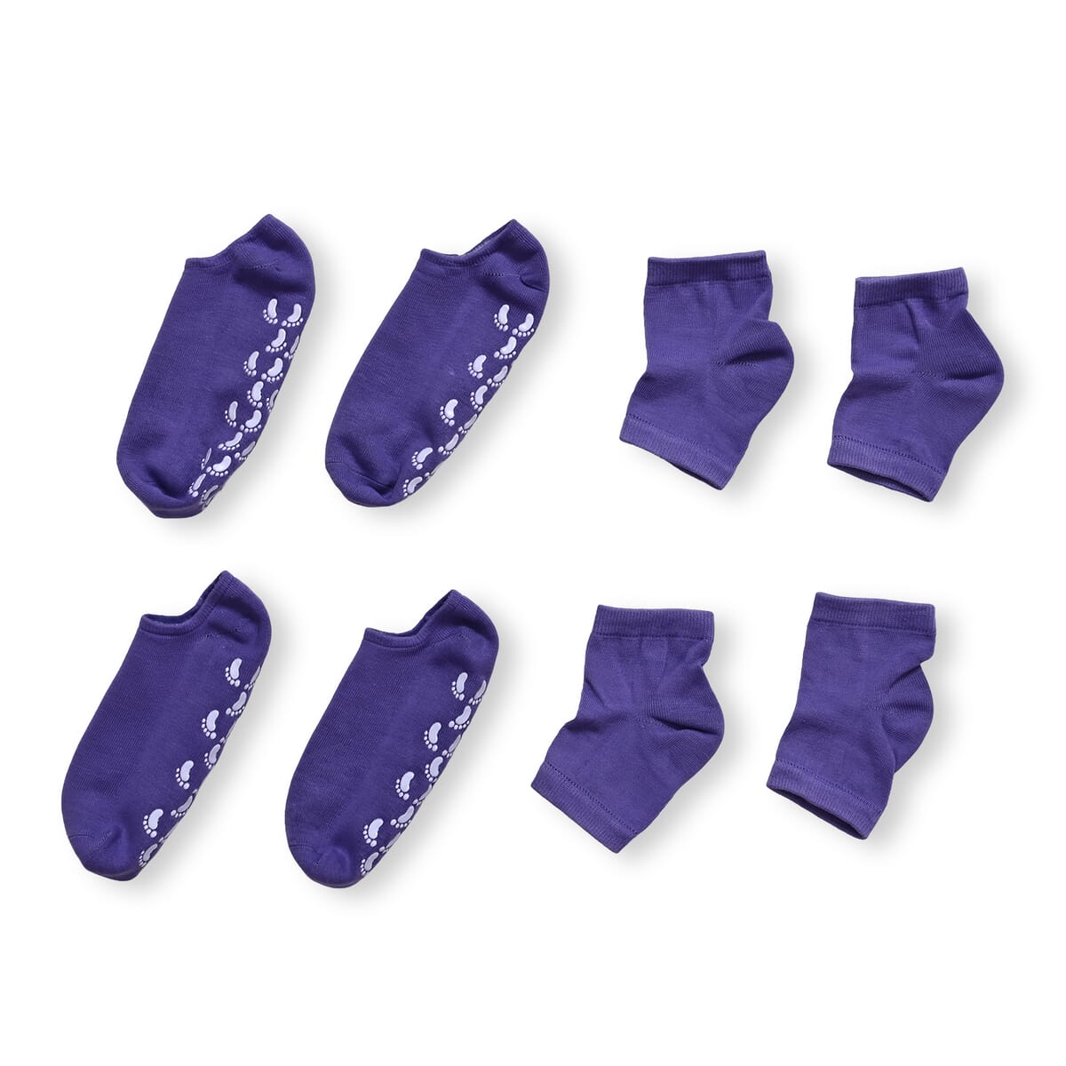 Set of 4 Purple Sleeping Ankle and Gel Heel Moisturizing Socks image number 0