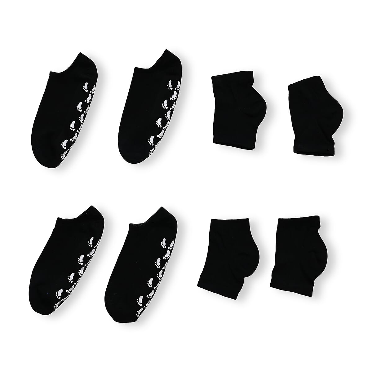 Set of 4 Black Sleeping Ankle and Gel Heel Moisturizing Socks image number 0