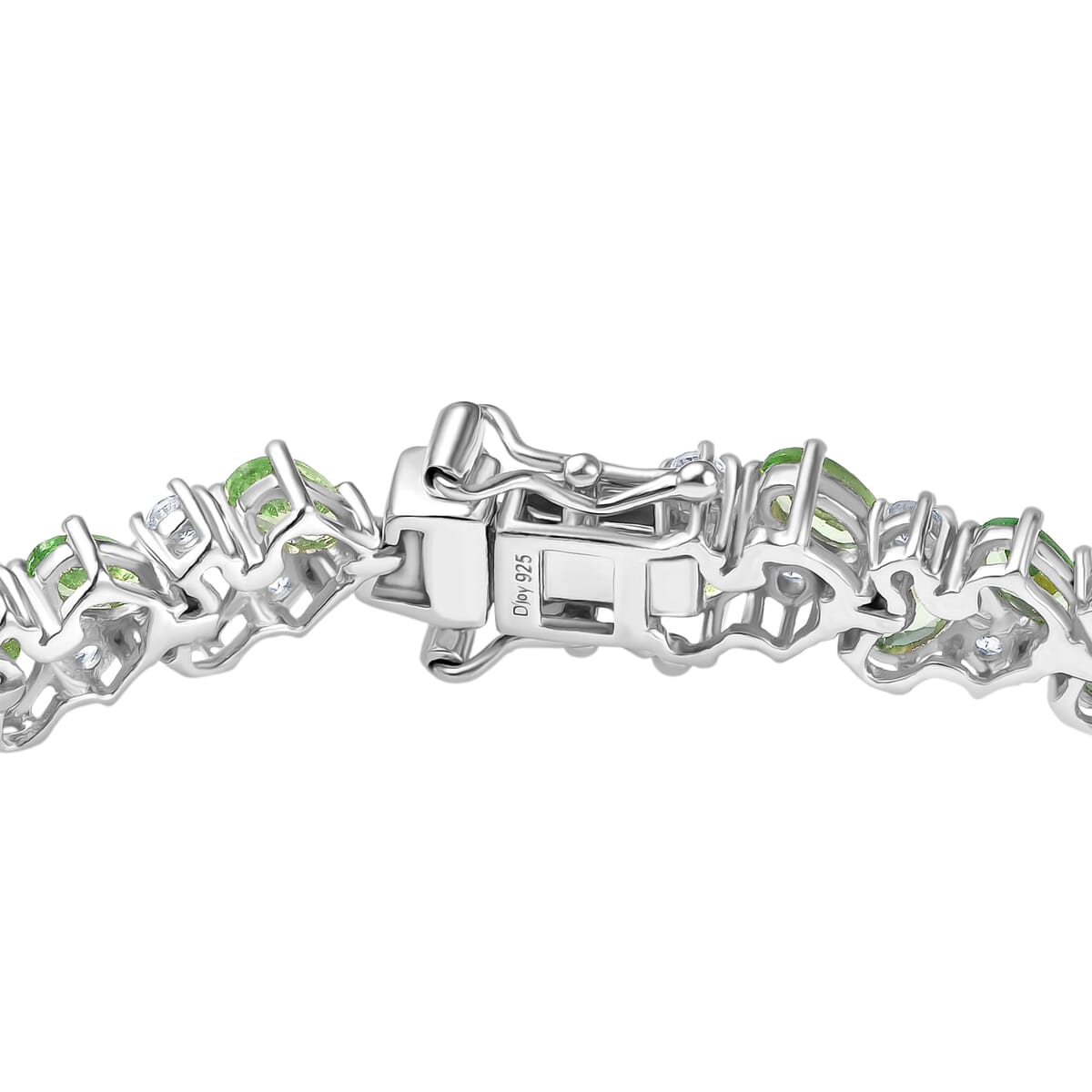 D'Joy Tsavorite Garnet and White Zircon 14.75 ctw Bracelet in Rhodium Over Sterling Silver (7.25 In) image number 3