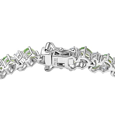 D'Joy Tsavorite Garnet and White Zircon 14.75 ctw Sea Waves Bracelet in Rhodium Over Sterling Silver (7.25 In)