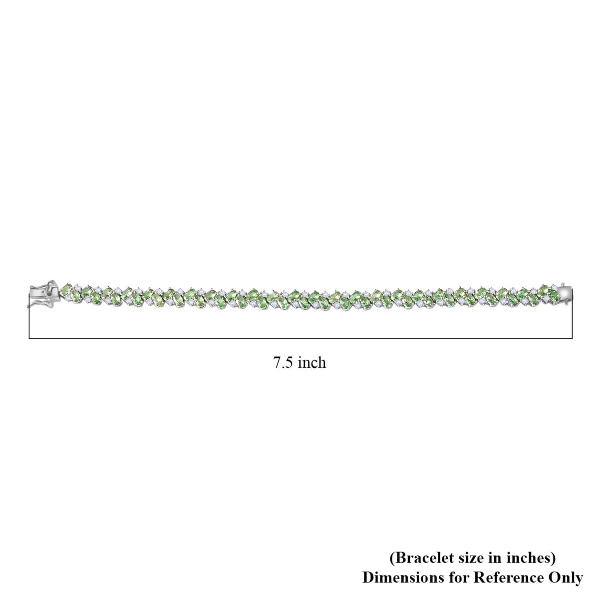 D'Joy Tsavorite Garnet and White Zircon 14.75 ctw Bracelet in Rhodium Over Sterling Silver (7.25 In) image number 4