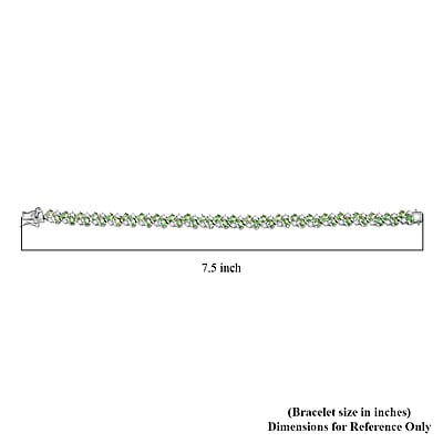 D'Joy Tsavorite Garnet and White Zircon 14.75 ctw Sea Waves Bracelet in Rhodium Over Sterling Silver (7.25 In)