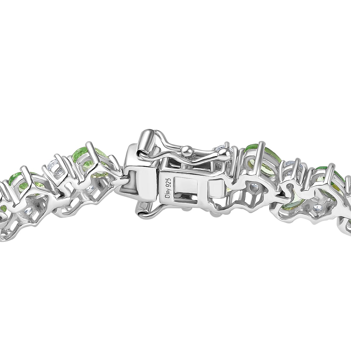 D'Joy Tsavorite Garnet and White Zircon 13.00 ctw Sea Waves Bracelet in Rhodium Over Sterling Silver (6.50 In) image number 3
