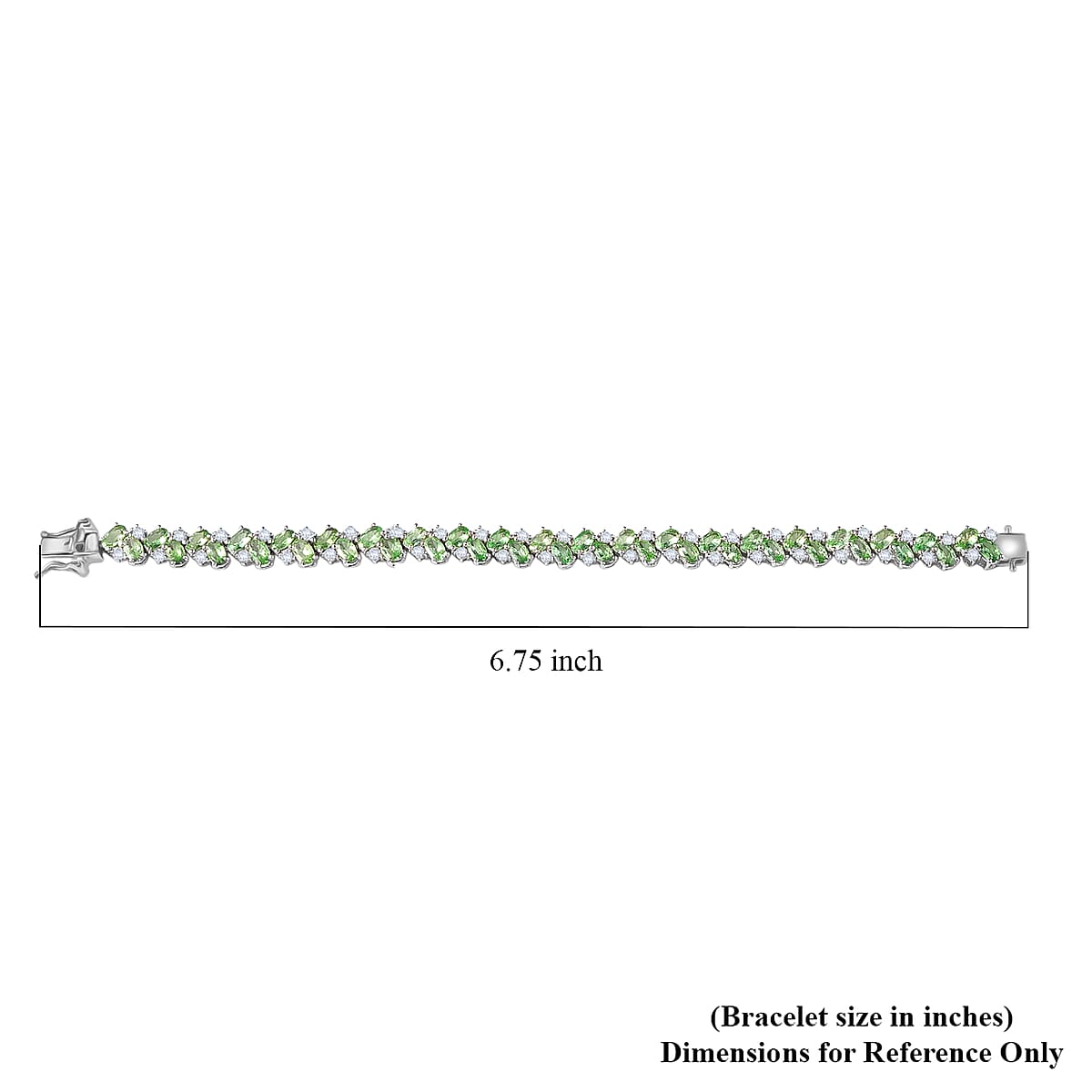 D'Joy Tsavorite Garnet and White Zircon 13.00 ctw Sea Waves Bracelet in Rhodium Over Sterling Silver (6.50 In) image number 4