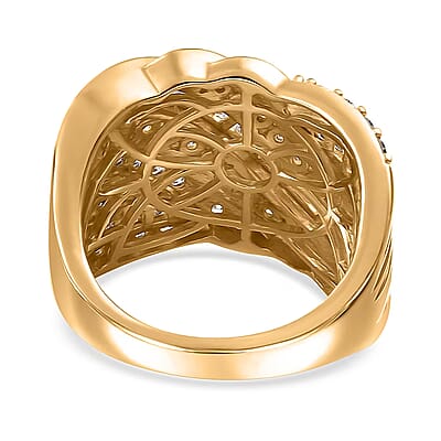 Luxuriant Lab Grown Diamond G-H SI 1.80 ctw Fluid Wave Ring in 18K Vermeil Yellow Gold Over Sterling Silver (Size 10.0)