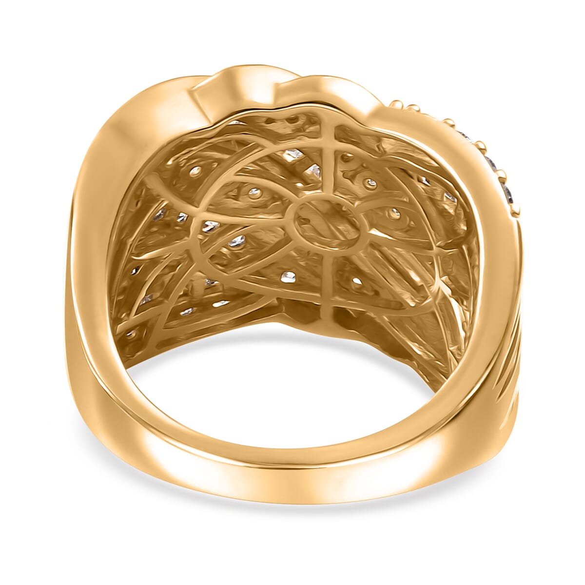Luxuriant Lab Grown Diamond G-H SI 1.80 ctw Fluid Wave Ring in 18K Vermeil Yellow Gold Over Sterling Silver (Size 9.0) image number 4