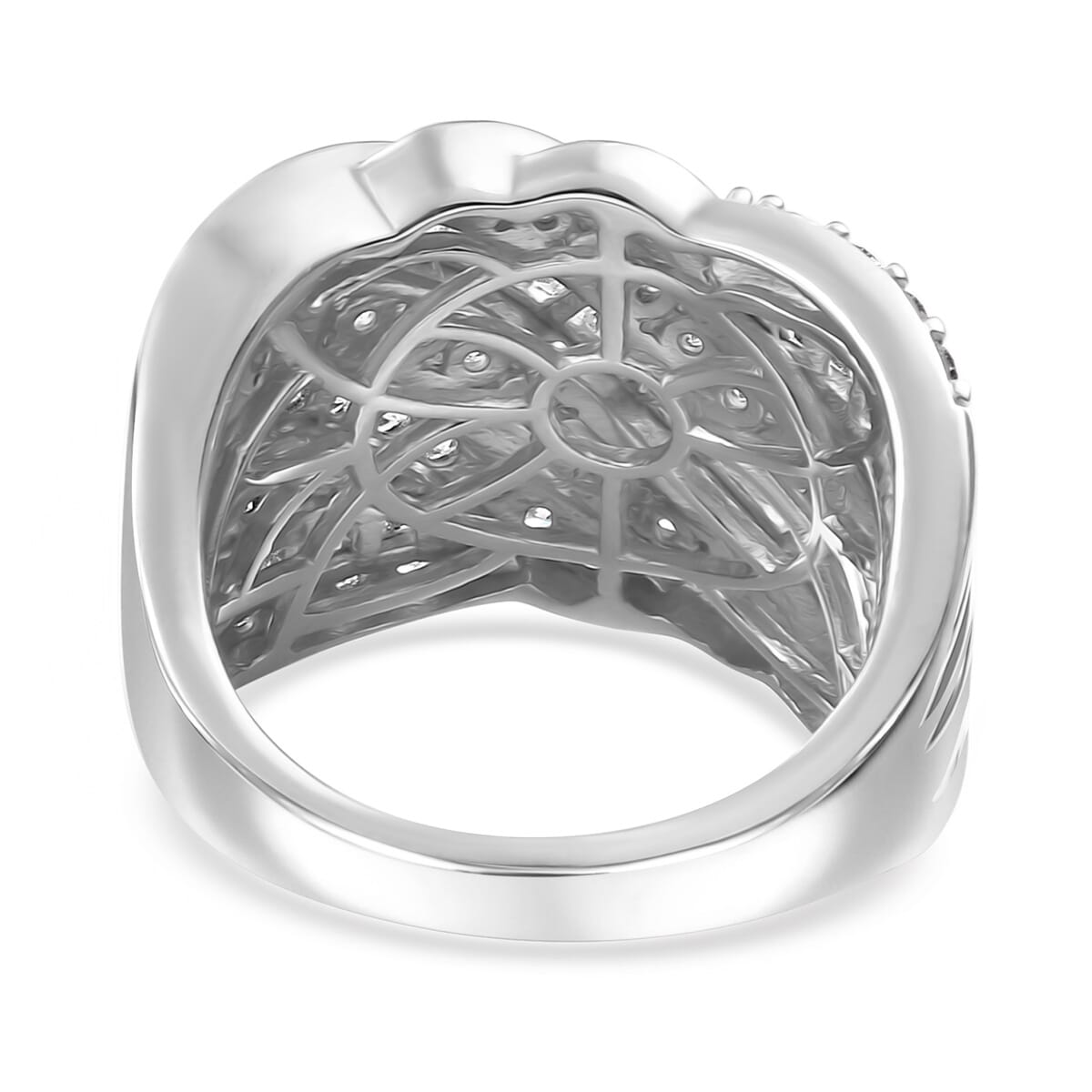 Luxuriant Lab Grown Diamond G-H SI 1.85 ctw Fluid Wave Ring in Rhodium Over Sterling Silver (Size 9.0) image number 4