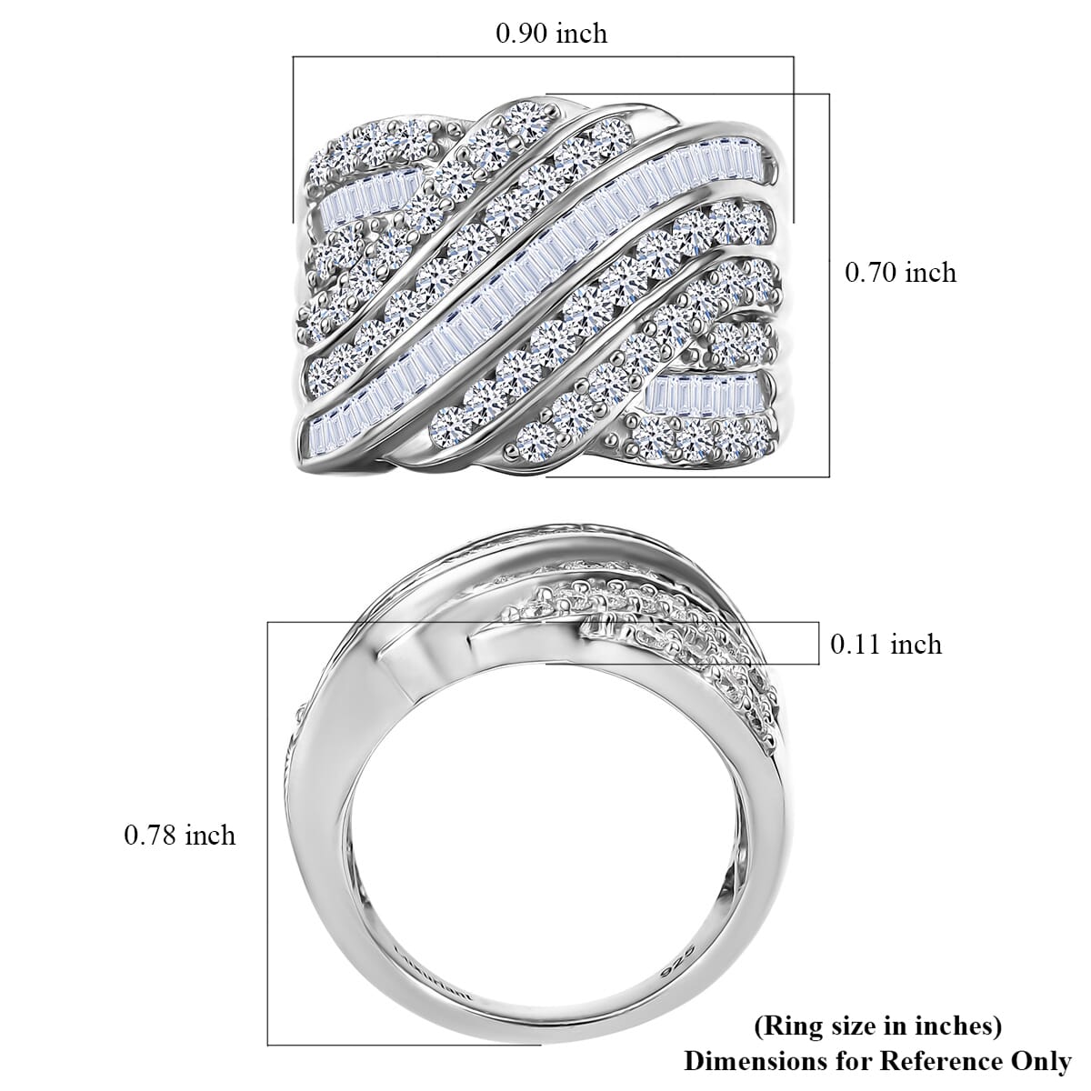 Luxuriant Lab Grown Diamond G-H SI 1.85 ctw Fluid Wave Ring in Rhodium Over Sterling Silver (Size 9.0) image number 5