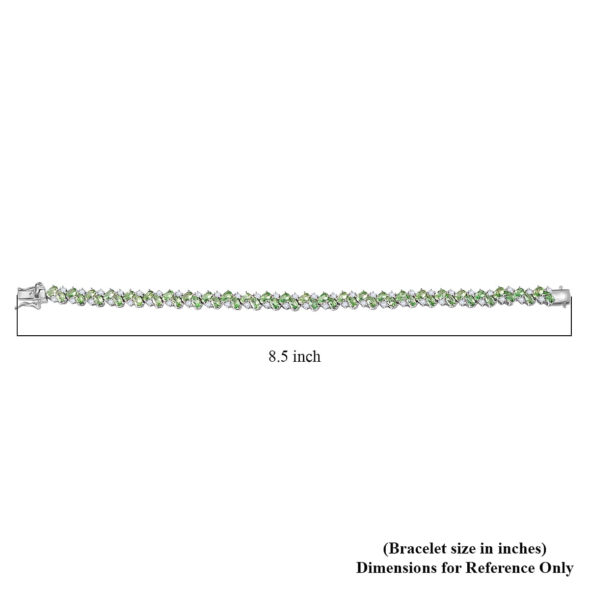 D'Joy Tsavorite Garnet and White Zircon 16.00 ctw Sea Waves Bracelet in Rhodium Over Sterling Silver (8.00 In) image number 4