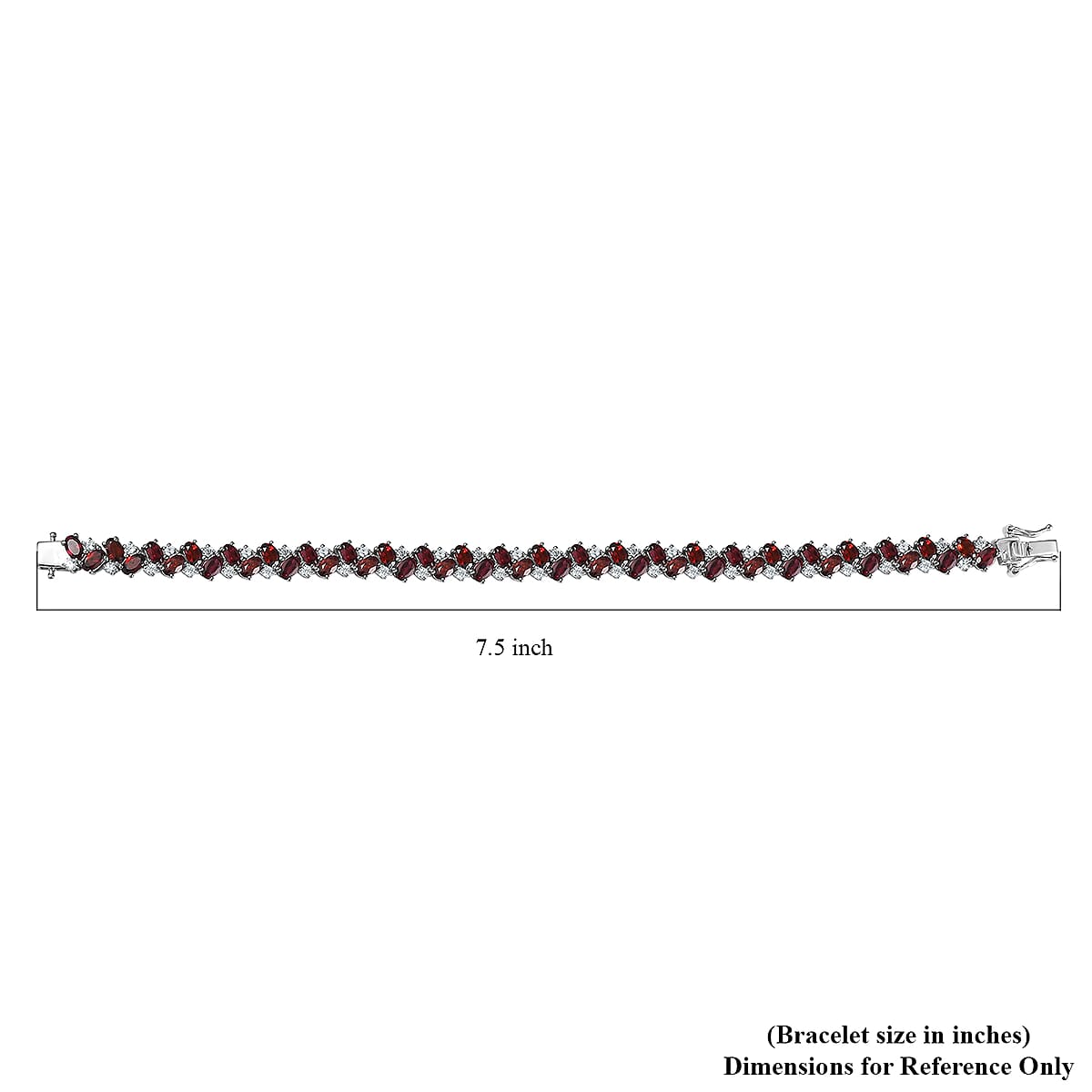 D'Joy Anthill Garnet and White Zircon 14.60 ctw Sea Waves Bracelet in Rhodium Over Sterling Silver (7.25 In) image number 4