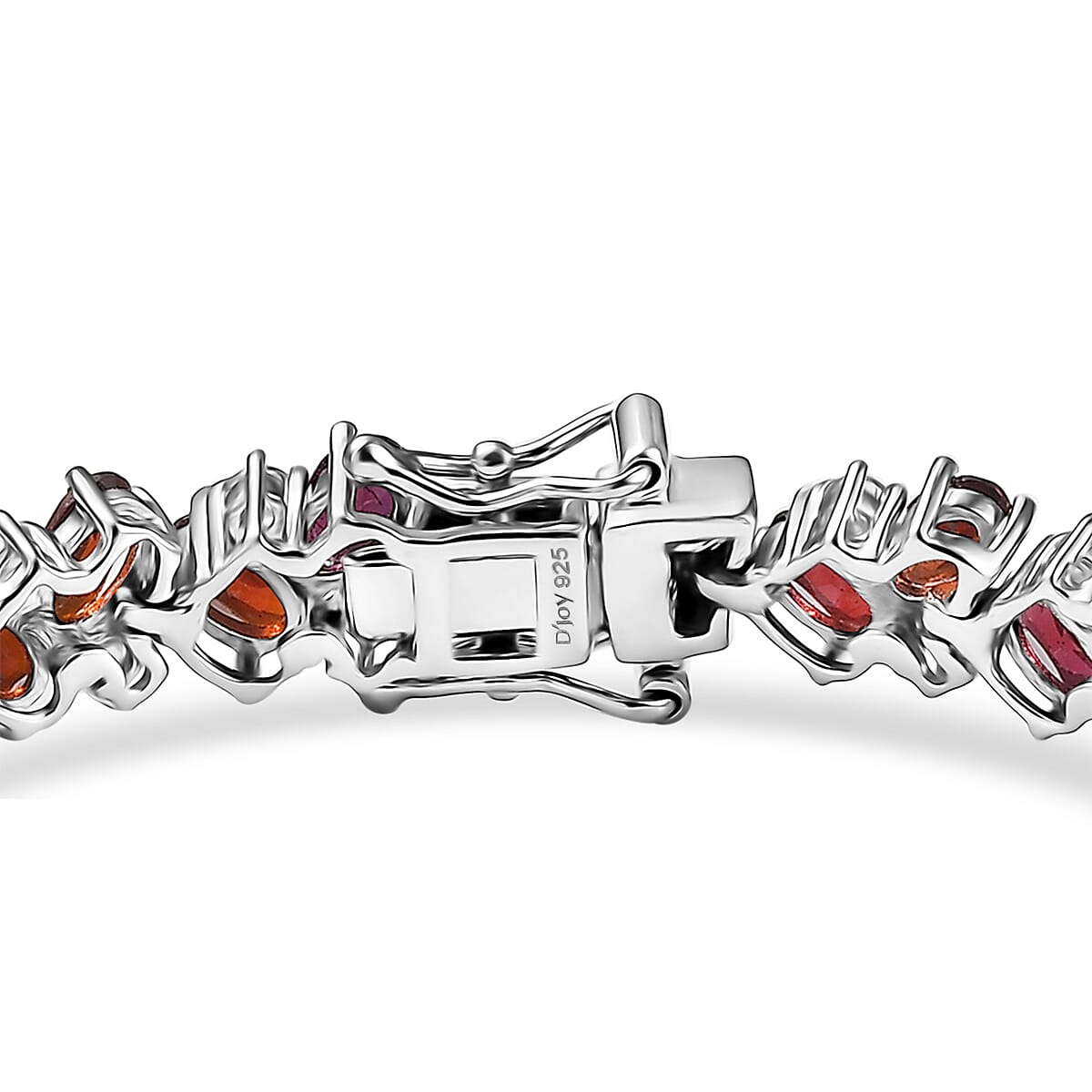 D'Joy Anthill Garnet and White Zircon 15.75 ctw Sea Waves Bracelet in Rhodium Over Sterling Silver (8.00 In) image number 3