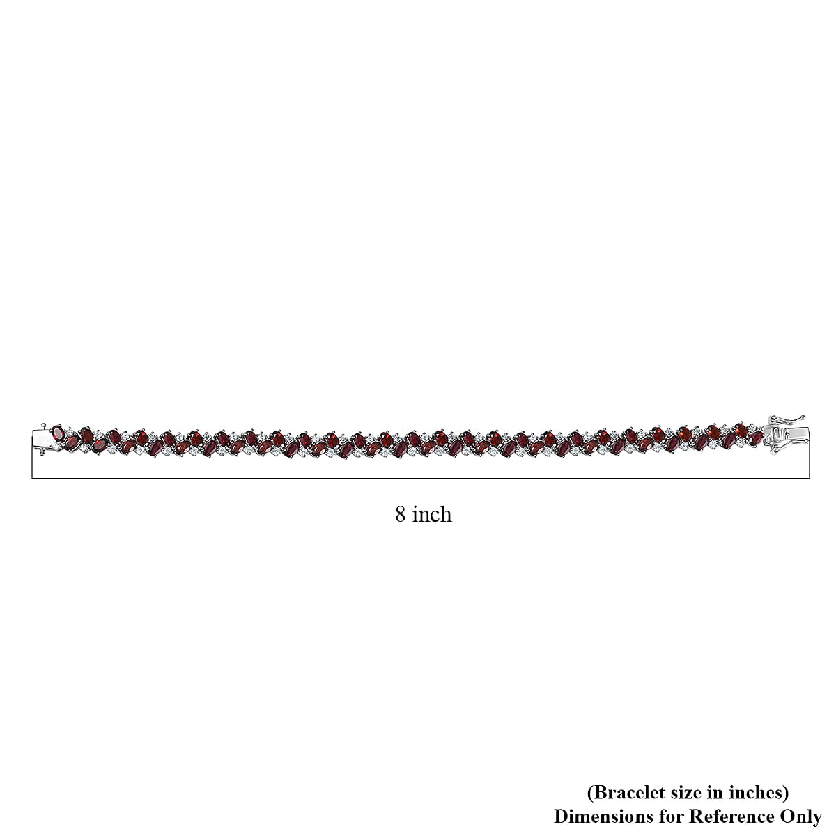 D'Joy Anthill Garnet and White Zircon 15.75 ctw Sea Waves Bracelet in Rhodium Over Sterling Silver (8.00 In) image number 4