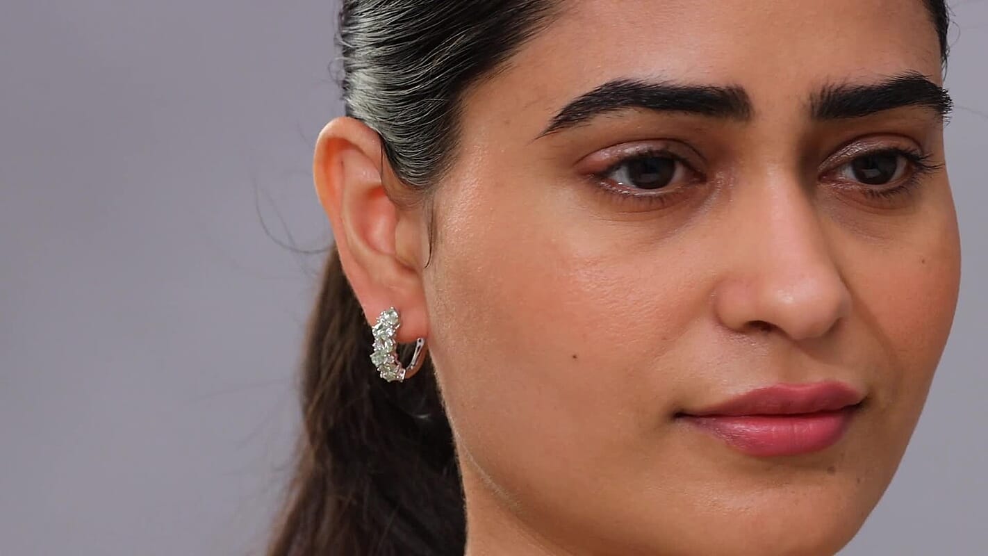 D'Joy Tsavorite Garnet and White Zircon 3.70 ctw Hoop Earrings in Rhodium Over Sterling Silver