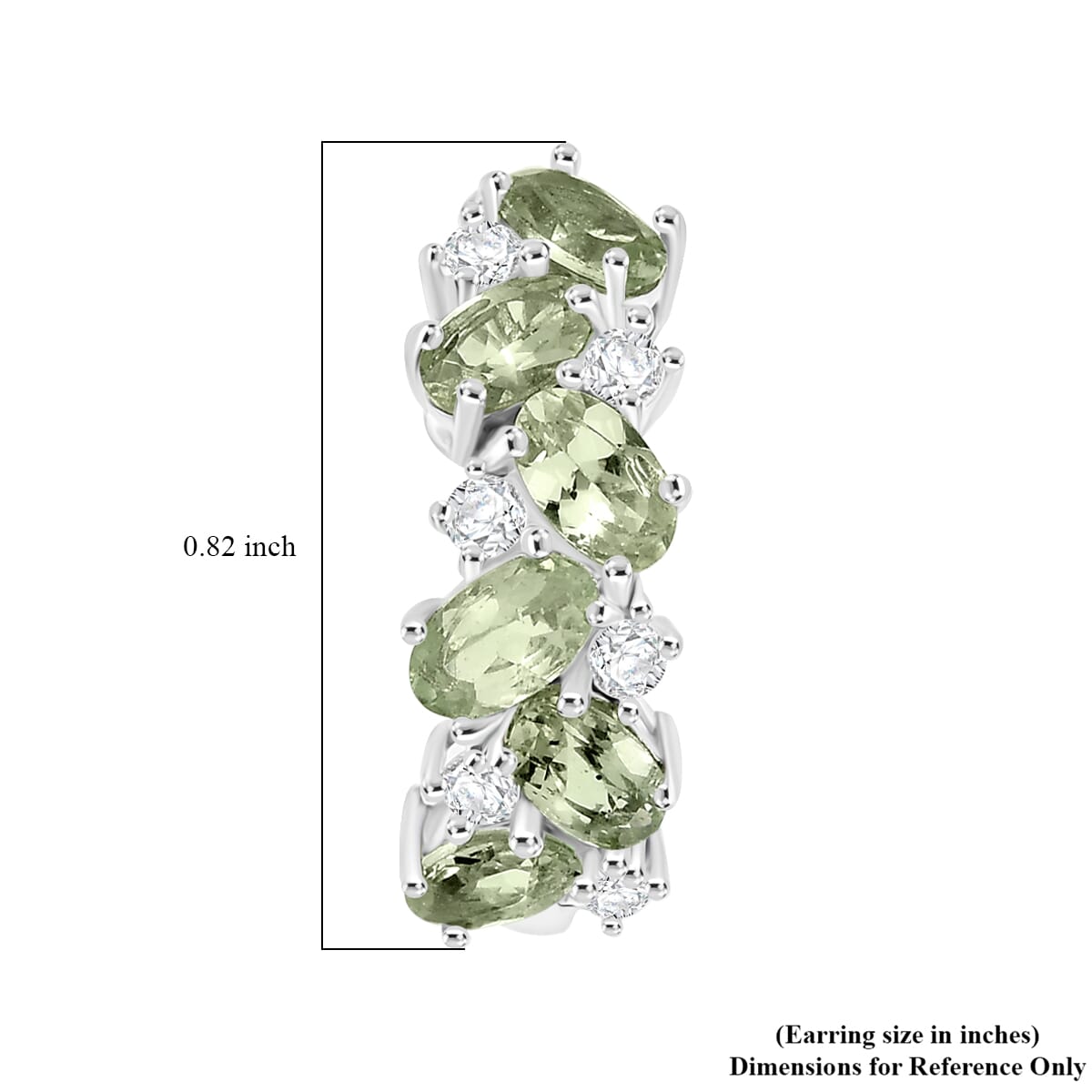 D'Joy Tsavorite Garnet and White Zircon 3.70 ctw Hoop Earrings in Rhodium Over Sterling Silver image number 4