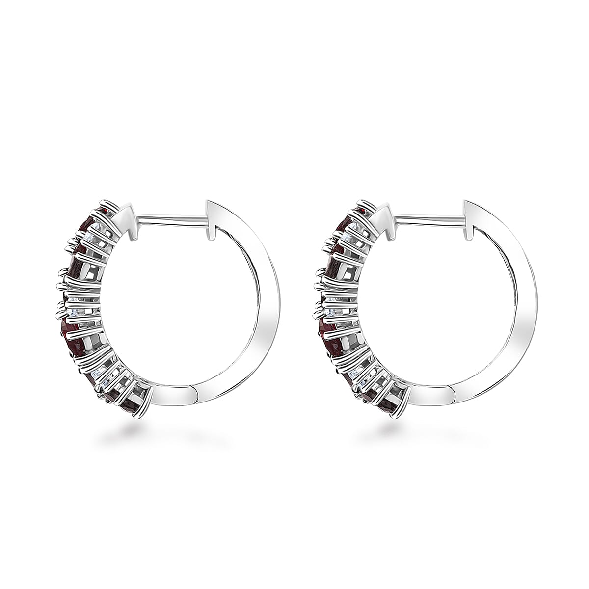 D'Joy Anthill Garnet and White Zircon 4.00 ctw Sea Waves Earrings in Rhodium Over Sterling Silver image number 3