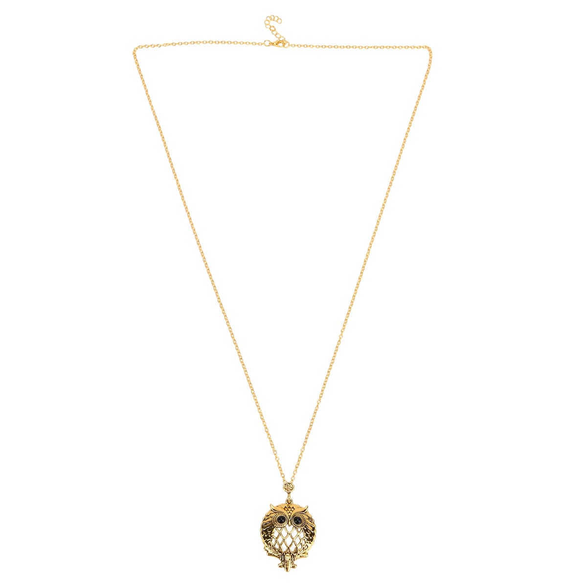 Set of 2 Vintage Hollow-out Owl and Tree of Life Necklace (36 Inches) with 5X Magnifying Mirror in Goldtone image number 5