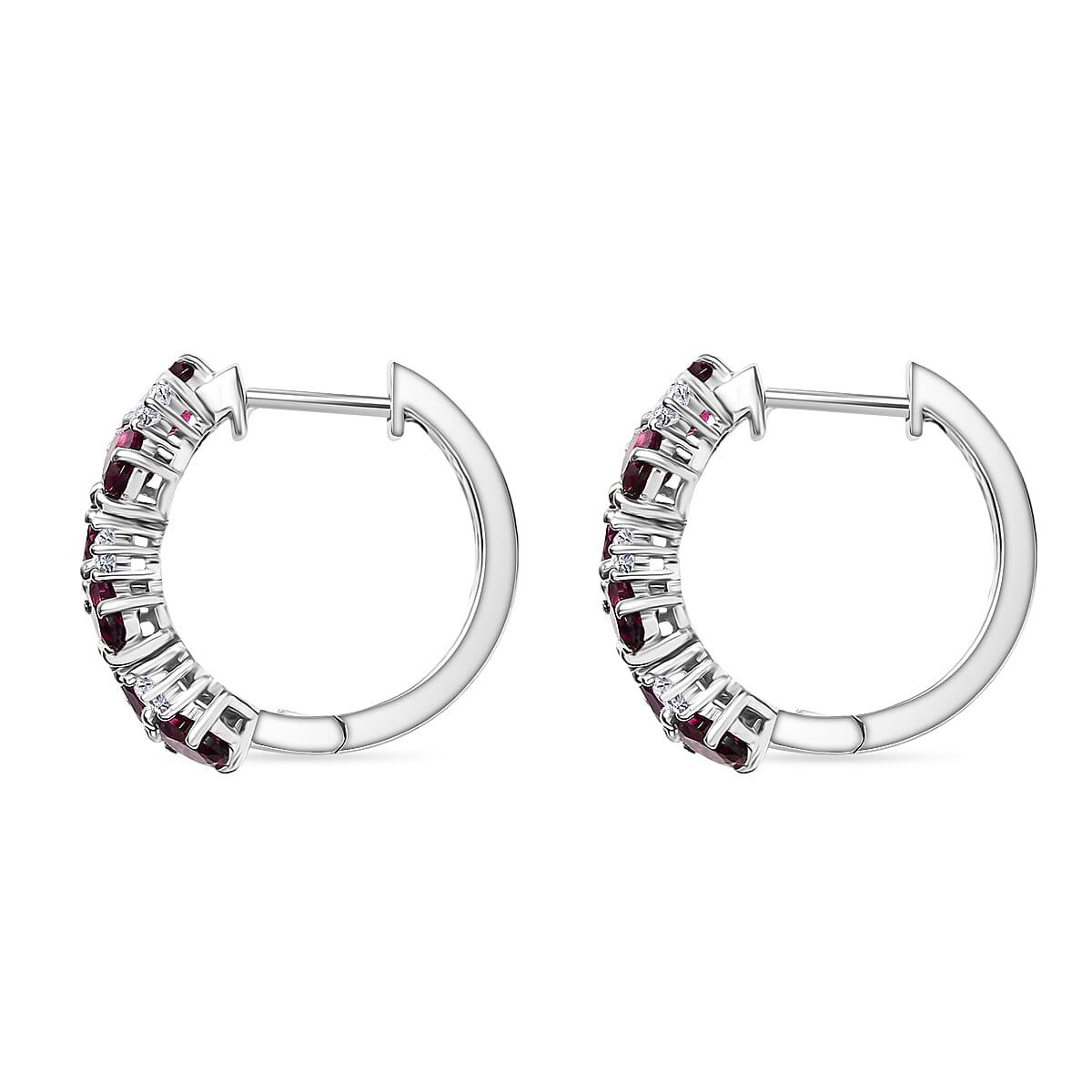D'Joy Radiant Ember Garnet and White Zircon 4.15 ctw Sea Waves Earrings in Rhodium Over Sterling Silver image number 3
