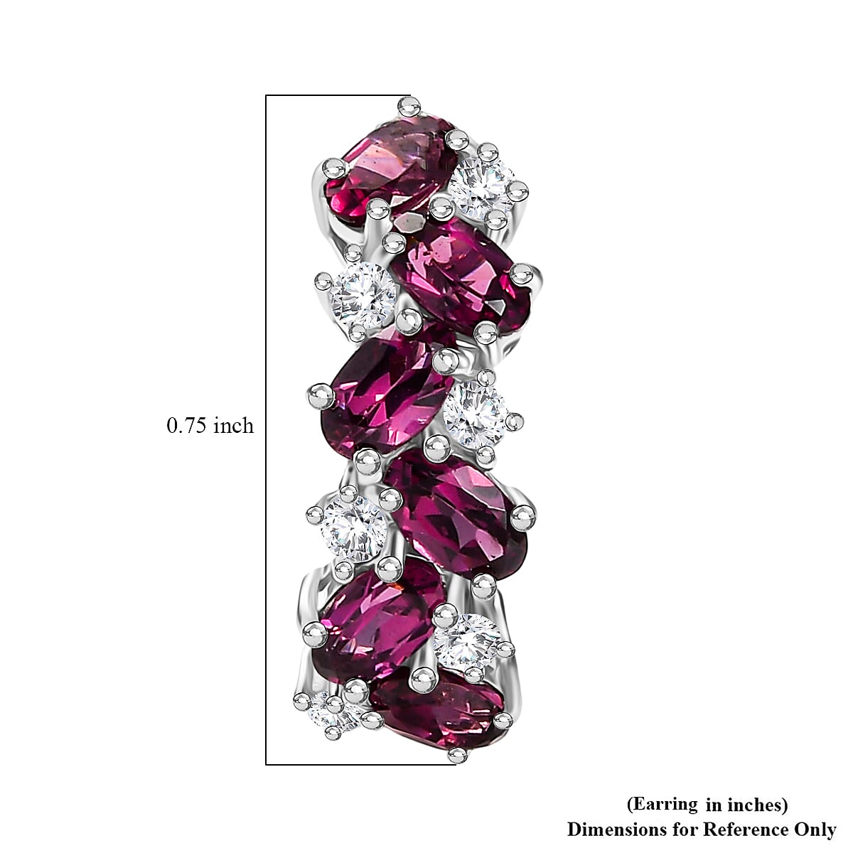 D'Joy Radiant Ember Garnet and White Zircon 4.15 ctw Sea Waves Earrings in Rhodium Over Sterling Silver image number 4