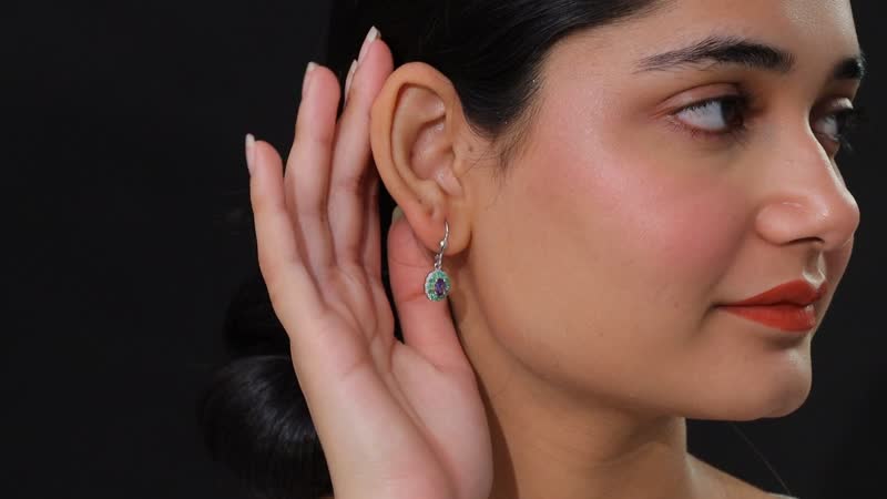 D'Joy Premium Tanzanite and Kagem Zambian Emerald 1.50 ctw Lever Back Earrings in 18K Vermeil YG and Rhodium Over Sterling Silver